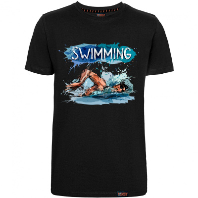 Футболка "Swimming color", плавание, черная