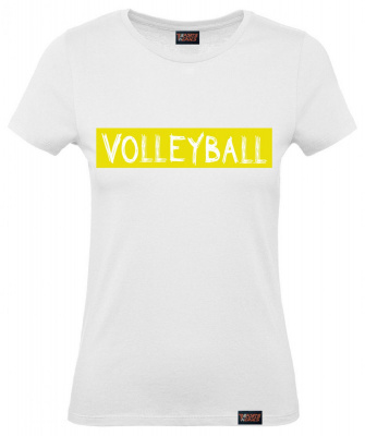 Футболка "Volleyball yellow", волейбол, белая, женская