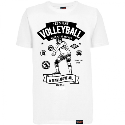 Футболка "Let's play volleyball", волейбол, белая, мужская