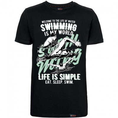 Футболка "Swimming is my world", плавание, черная