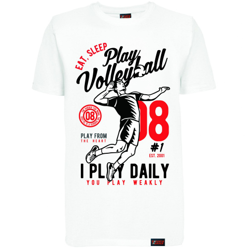 Футболка "Eat, sleep, play volleyball", волейбол, белая, мужская