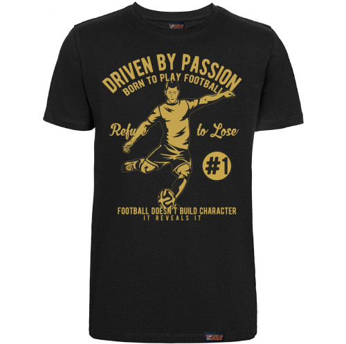 Футболка "Driven by passion", футбол, черная, мужская