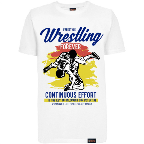 Футболка "Wrestling Forever", вольная борьба, белая, мужская