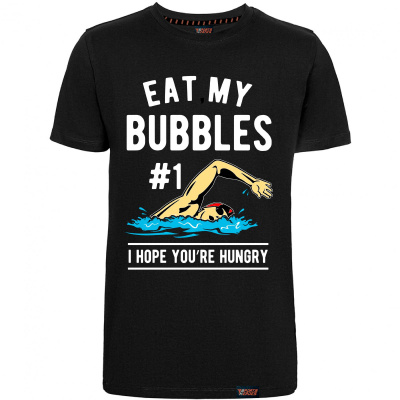 Футболка "Eat my bubbles", плавание, черная