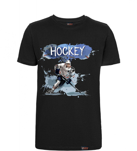 Футболка "Hockey", хоккей, черная, мужская