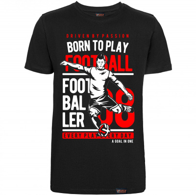 Футболка "Born to play football", футбол, черная, мужская