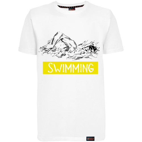 Футболка "Swimming yellow", плавание, белая