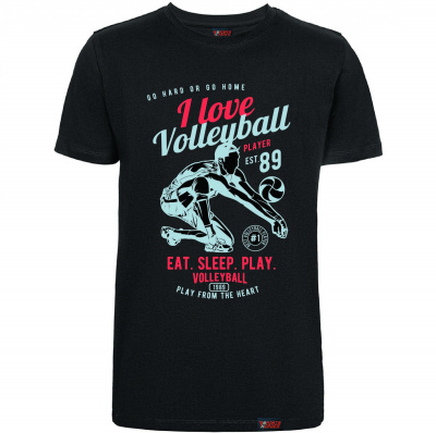 Футболка "I love volleyball", волейбол, черная, мужская