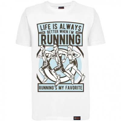 Футболка "Running is my favorite", бег, белая, мужская