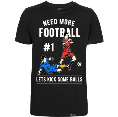 Футболка "Need more football", футбол, черная, мужская
