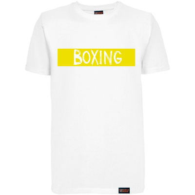 Футболка "Boxing yellow", бокс, белая, мужская