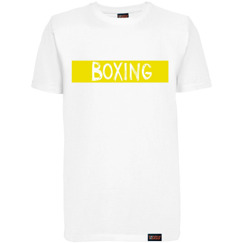 Футболка "Boxing yellow", бокс, белая, мужская