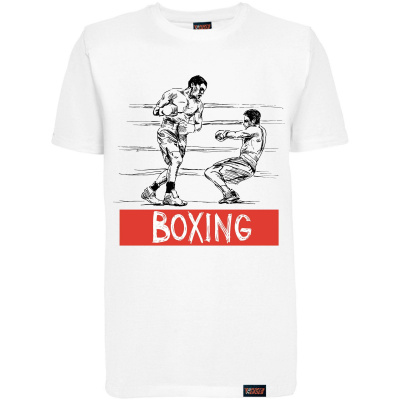 Футболка "Boxing Sketch 2", бокс, белая, мужская