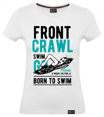 Футболка "Front crawl", плавание, белая, женская