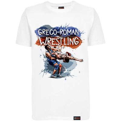 Футболка "Greco-Roman Wrestling", греко-римская борьба, белая, мужская