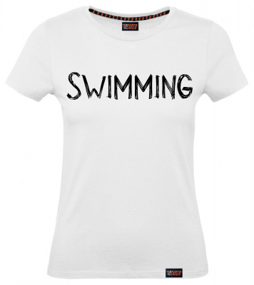 Футболка "Swimming sketch", плавание, белая, женская
