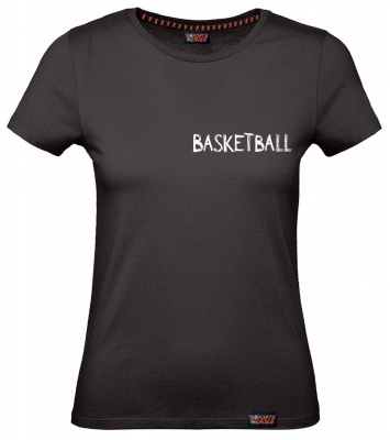 Футболка "Basketball small sketch", баскетбол, черная, женская