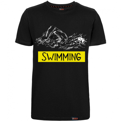 Футболка "Swimming yellow", плавание, черная