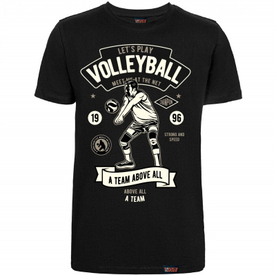 Футболка "Let's play volleyball", волейбол, черная, мужская