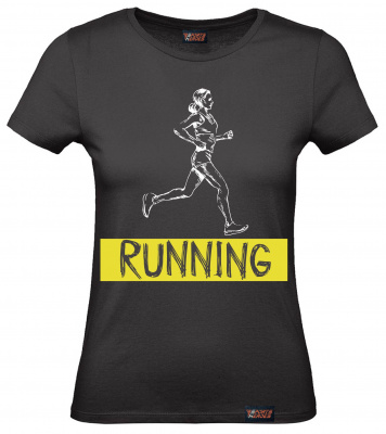 Футболка "Running Sketch", бег, черная, женская