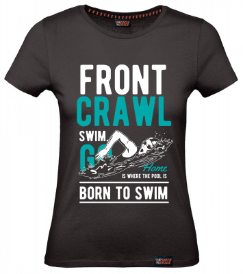 Футболка "Front crawl", плавание, черная, женская