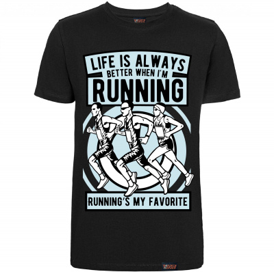 Футболка "Running is my favorite", бег, черная, мужская