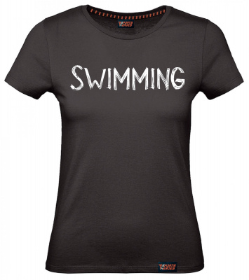 Футболка "Swimming sketch", плавание, черная, женская