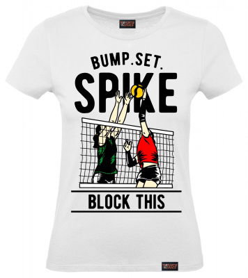 Футболка "Bump. Set. Spike", волейбол, белая, женская
