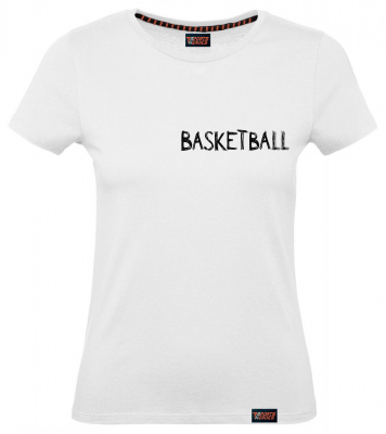 Футболка "Basketball small sketch", баскетбол, белая, женская
