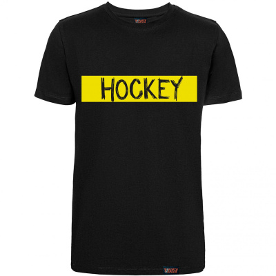 Футболка "Hockey yellow", хоккей, черная, мужская