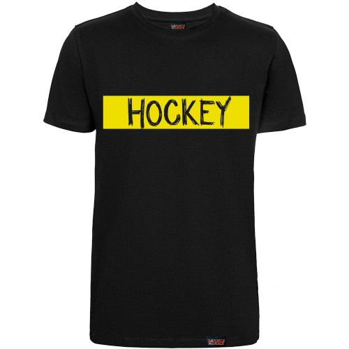 Футболка "Hockey yellow", хоккей, черная, мужская