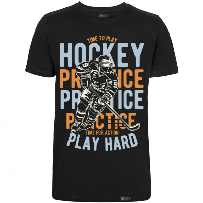 Футболка "Time to play hockey", хоккей, черная, мужская