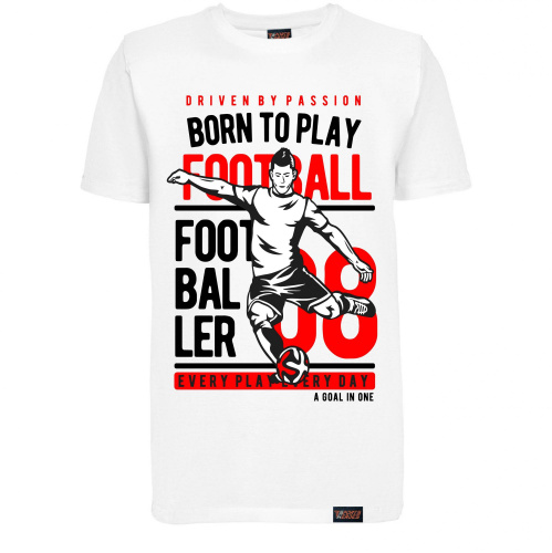 Футболка "Born to play football", футбол, белая, мужская