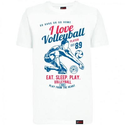 Футболка "I love volleyball", волейбол, белая, мужская