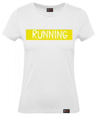Футболка "Running yellow", бег, белая, женская