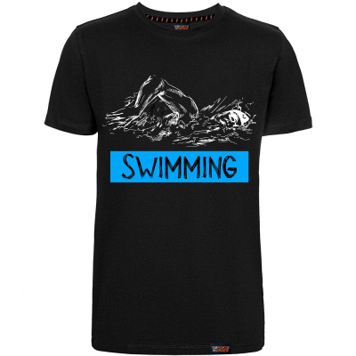 Футболка "Swimming blue", плавание, черная