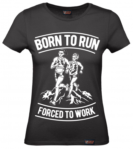 Футболка "Born to run", бег, черная, женская