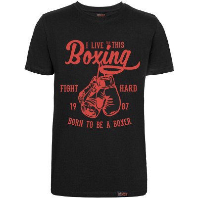 Футболка "Born to be a boxer", бокс, черная, мужская